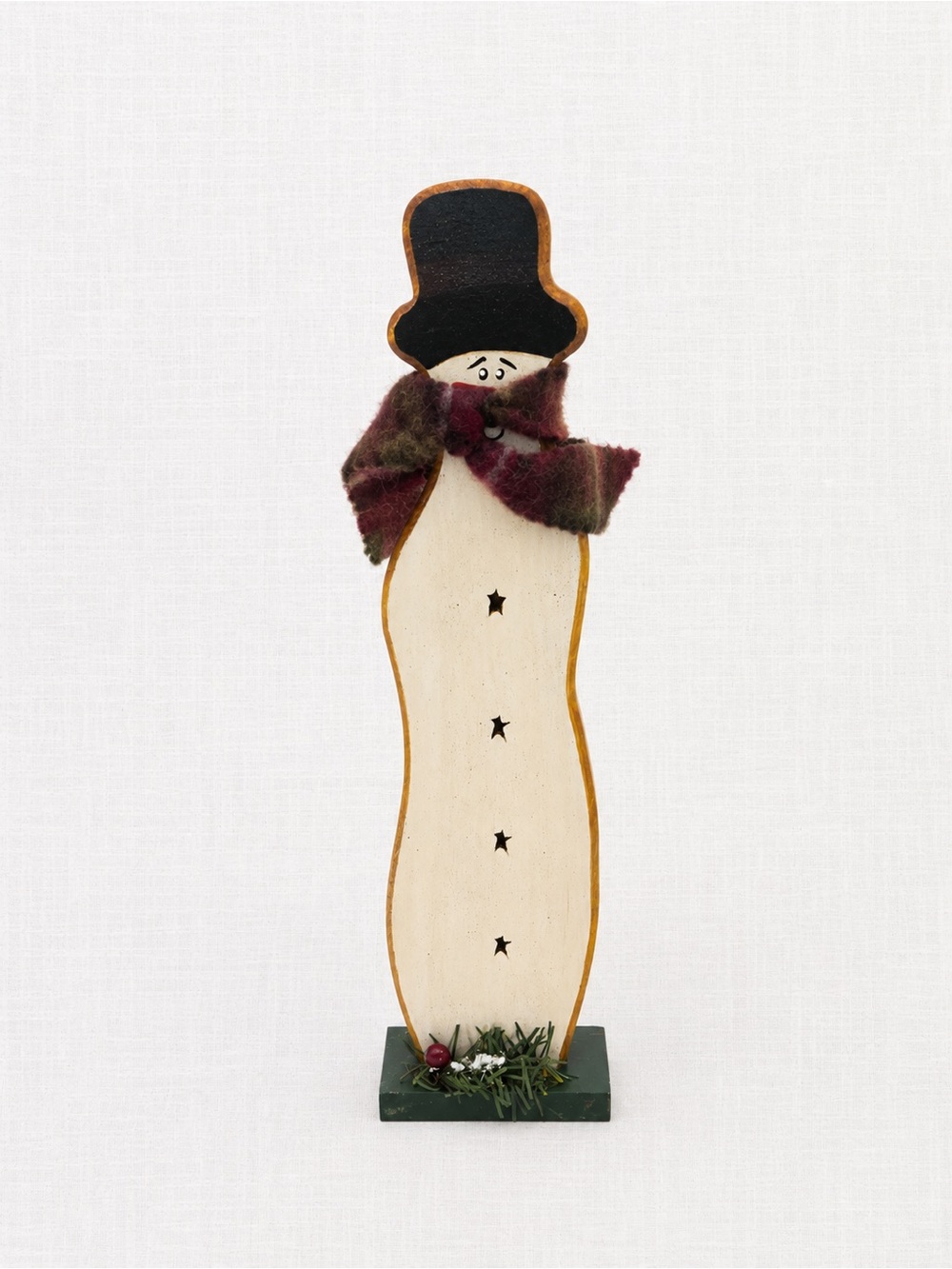 Vintage 90s rustic wooden Cream Snowman Holiday Figurine